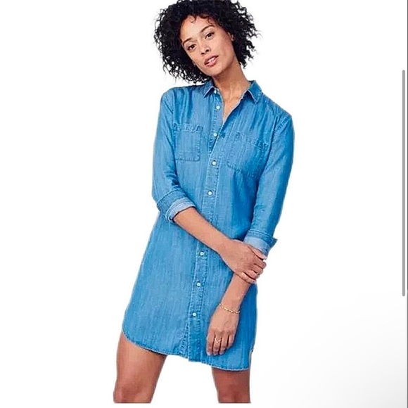 NWT UNTUCKit Women's 100% Tencel Maraska Chambray Long Sleeve Shirt Dress - Picture 2 of 9